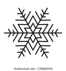 Black vector snowflake isolated on white background. Simple snowflake icon. Vector illustration for Christmas and New Year. Winter symbol