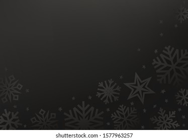 Black vector snowflakes on black background