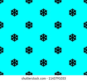 Black vector snowflakes symbol pattern on blue background.