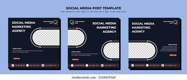 Black Vector Social Media Post Template, vector art illustration and text