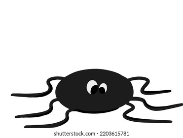 Black vector spider on isolated background. Halloween spider