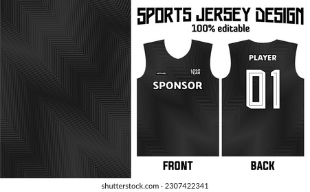 black vector sport jersey design with abstract pattern