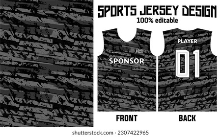 black vector sport jersey design with abstract pattern