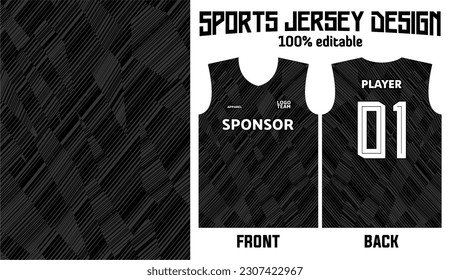 black vector sport jersey design with abstract pattern