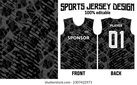 black vector sport jersey design with abstract pattern