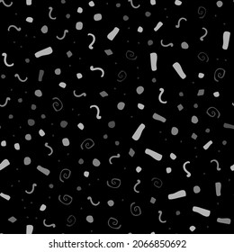 Confetti de punto de vectores negros. Bola de Vintage abstracta. Vector Gris Marco de Navidad Impresionante Diversión Aleatoria. Punto de forma de unión blanca. Espuma De Punto De Tinta Abstracta. Felices Antecedentes Redondos. Pequeño patrón de burbuja.