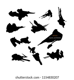 black vector spots and blots on a white background