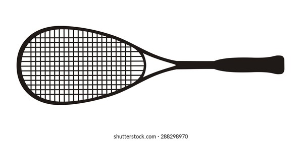 Black vector squash racket on a white background 