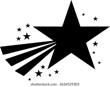 black vector star outline sky