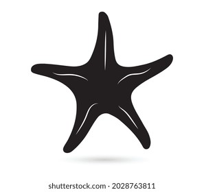 Black vector starfish icon isolated on white background