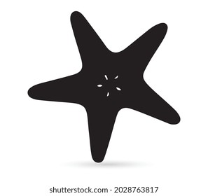 Black vector starfish icon isolated on white background