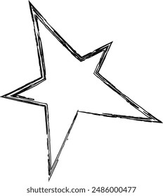 black vector stars in doodle style on white background. Could be used as pattern or standalone element. Brush marker sketchy