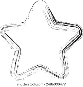 black vector stars in doodle style on white background. Could be used as pattern or standalone element. Brush marker sketchy