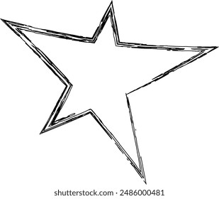 black vector stars in doodle style on white background. Could be used as pattern or standalone element. Brush marker sketchy