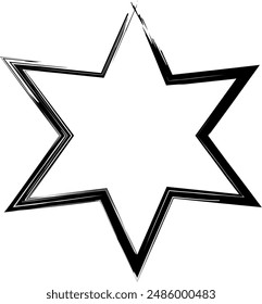 black vector stars in doodle style on white background. Could be used as pattern or standalone element. Brush marker sketchy