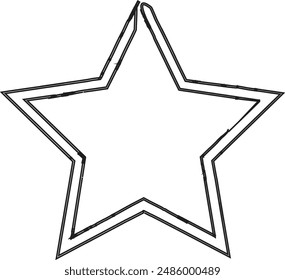 black vector stars in doodle style on white background. Could be used as pattern or standalone element. Brush marker sketchy