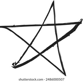 black vector stars in doodle style on white background. Could be used as pattern or standalone element. Brush marker sketchy