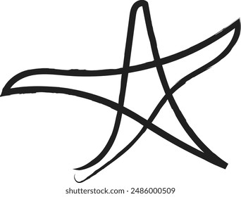 black vector stars in doodle style on white background. Could be used as pattern or standalone element. Brush marker sketchy