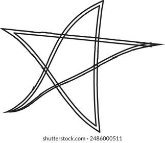 black vector stars in doodle style on white background. Could be used as pattern or standalone element. Brush marker sketchy