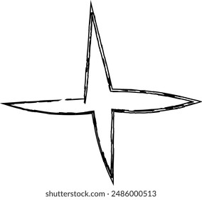 black vector stars in doodle style on white background. Could be used as pattern or standalone element. Brush marker sketchy