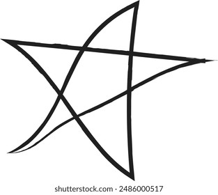 black vector stars in doodle style on white background. Could be used as pattern or standalone element. Brush marker sketchy