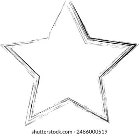 black vector stars in doodle style on white background. Could be used as pattern or standalone element. Brush marker sketchy