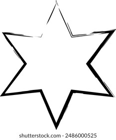 black vector stars in doodle style on white background. Could be used as pattern or standalone element. Brush marker sketchy