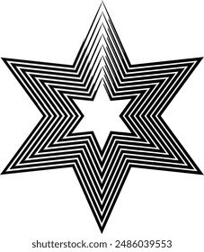 black vector stars in doodle style on white background. Could be used as pattern or standalone element. Brush marker sketchy