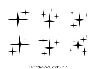 Black vector stars illustration set.