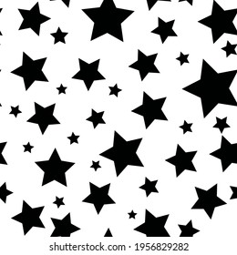 black vector stars on a white background. seamless print for clothing or print. abstract stars.