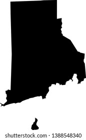 Black vector of the State of Rhode Island, USA