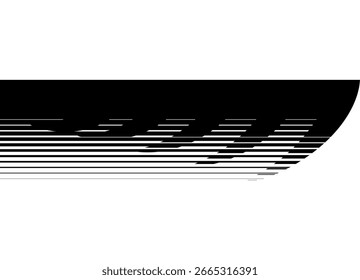 Black vector stripe with sharp shapes on white background. Sporty Striped Design Element for covers, packaging, videos. Vector background with lines.