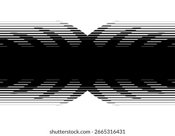 Schwarzer Vektorstreifen mit scharfen Formen auf weißem Hintergrund. Gestreiftes Design-Element für Deckel, Verpackung, Videos. Vektorhintergrund.