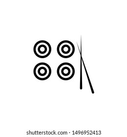 Black vector sushi with chop sticks icon isolated