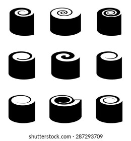 Black vector sushi icons collection on white background