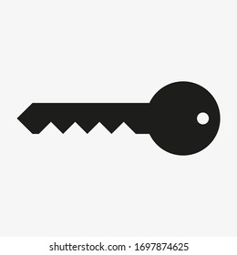 Black vector symbol of key isolated on white background. Key symbol for web or app design.