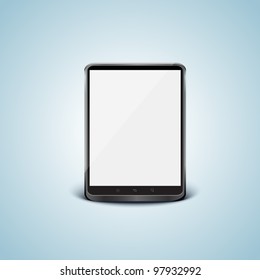 Black vector tablet pc with white screen.