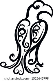 Black vector tattoo decorative bird