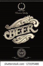 black vector template for the cover of beer menu