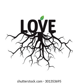 Black Vector Text Love and Roots.