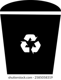 black vector trash can icon illustration