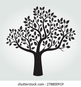 Black vector tree with leafs