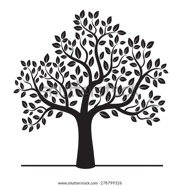 Black Vector Tree Leafs Stock Vector (Royalty Free) 278799326