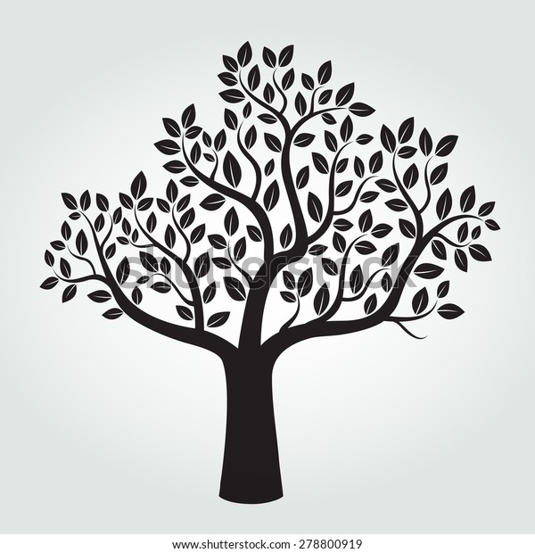 Black Vector Tree Leafs Stock Vector (Royalty Free) 278800919