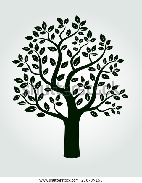 Black Vector Tree Roots Leafs Stock Vector (Royalty Free) 278799155