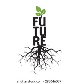 Black vector Tree, Roots and text FUTURE