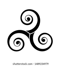 Black vector triple spirals - traditional celtic symbol