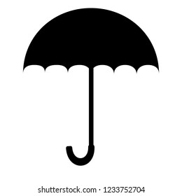 Black vector umbrella illustration. Vector icon for website or apps in flat style. Weather symbol.