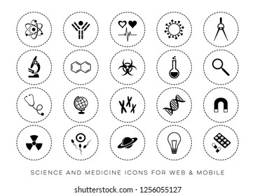 Black vector universal science web and mobile icons