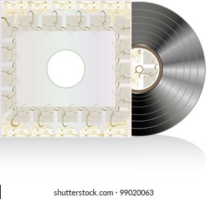 Black vector vinyl disc with grunge abstract cover